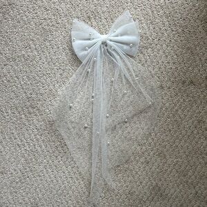 Bridal White Bow with Pearls